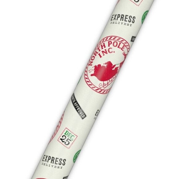 Hallmark Wrapping Paper Christmas Stamps From Santa Jumbo Roll 90 sq ft - Picture 5 of 6